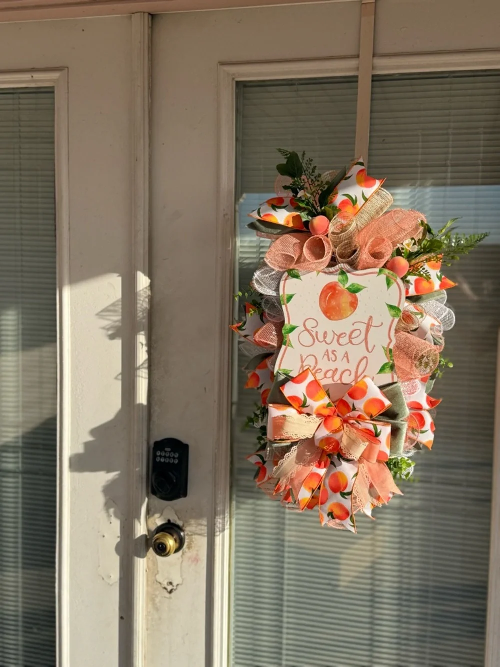 Sweet as a Peach Home Holiday Door Wreath - Peach Color